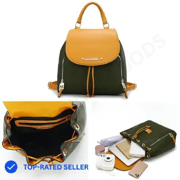 Vegan Leather Backpack Top Handle Bookbag Fashion Daypack Travel Bag Chic